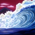 Wave with Red Sky